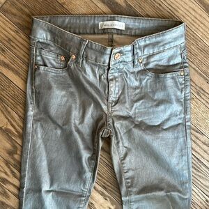 Metallic Sheen Denim MNG by Mango Shiny Women's Skinny JEANS Pants Size 4 EUC